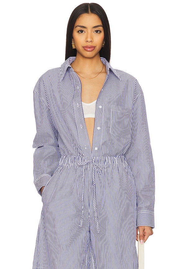 view 2 of 6 MILEY ストライプシャツ in Navy & White Stripe