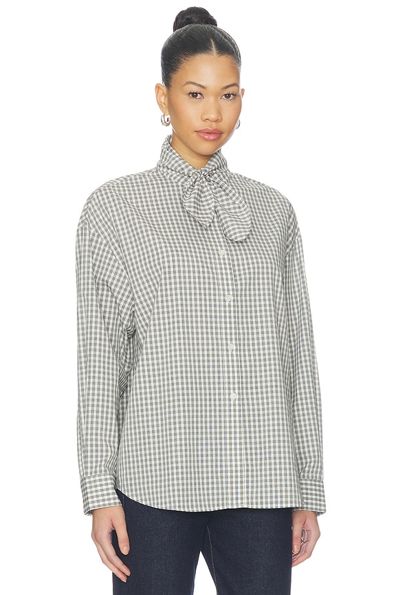 view 2 of 5 Clair Tie Neck Shirt in Ecru Black
