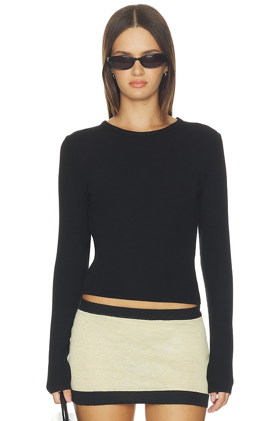 view 2 of 4 Noir Lace Back Ribbed Top in Black