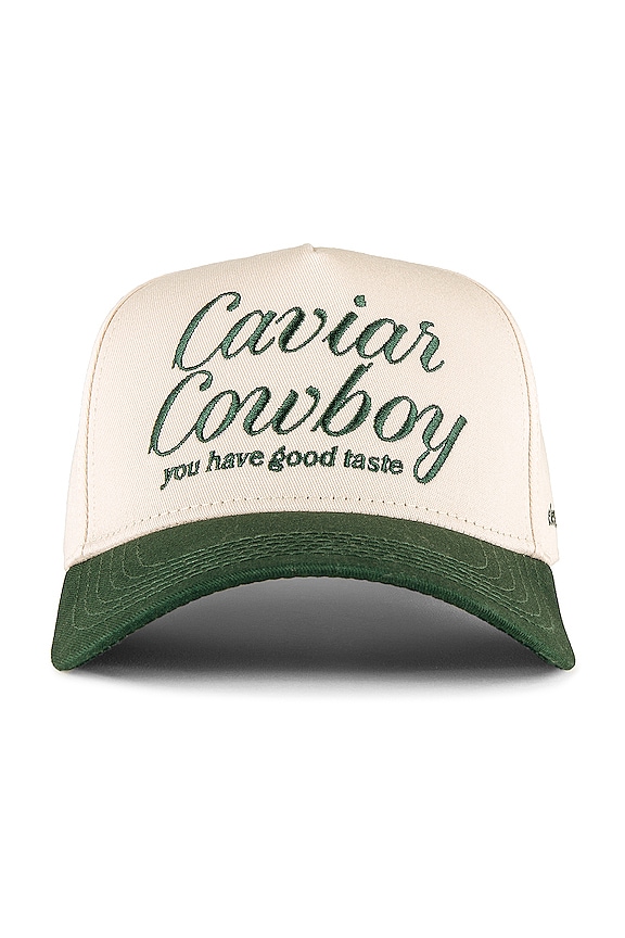 view 2 of 4 Caviar Cowboy Cap in Beige & Forest Green