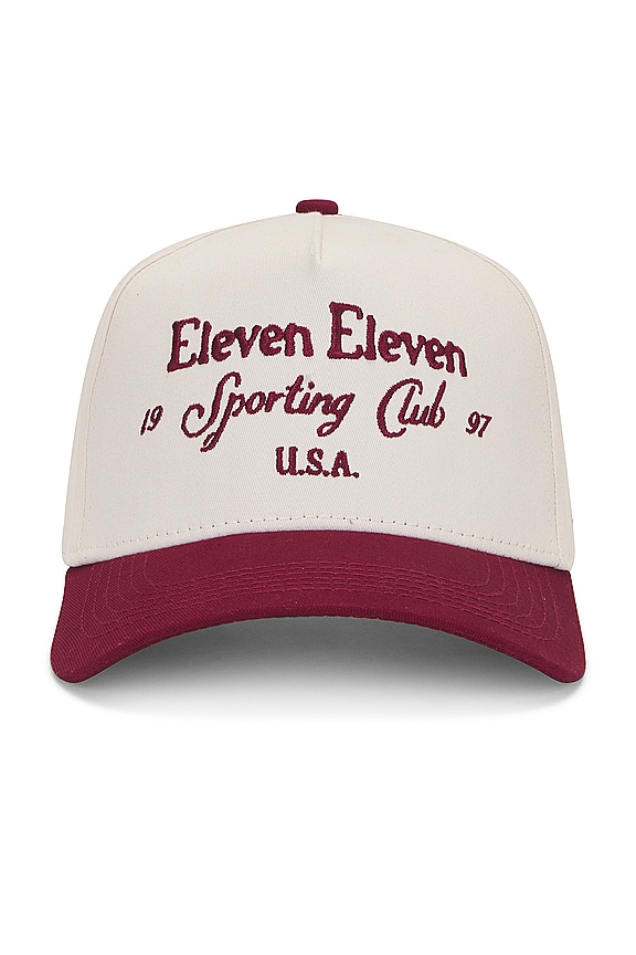 view 2 of 4 Sporting Club Script Cap in Beige & Maroon