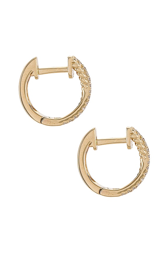 view 2 of 2 Interlocking Diamond And Gold Twist Huggie Earrings in Yellow Gold