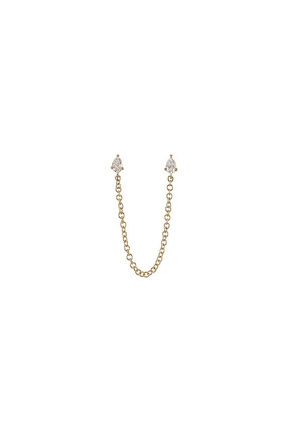 view 2 of 3 Pear Diamond Chain Stud Earring in Gold