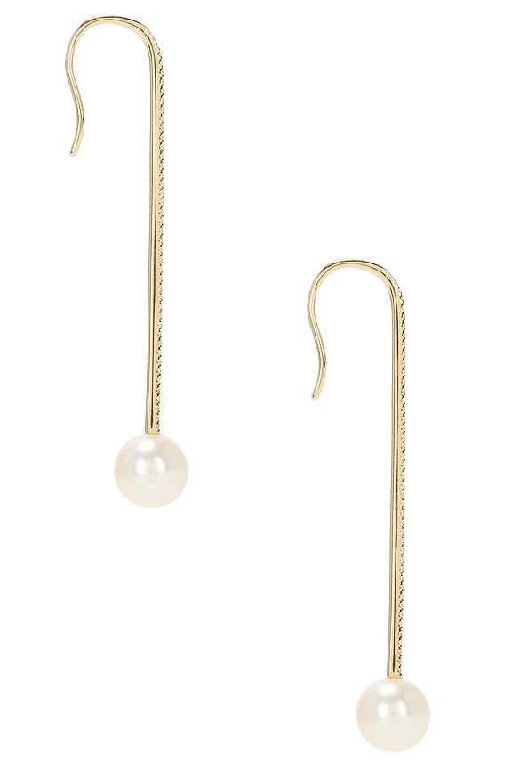 view 2 of 3 PENDIENTES LARGOS DIAMOND BALL PEARL in Gold