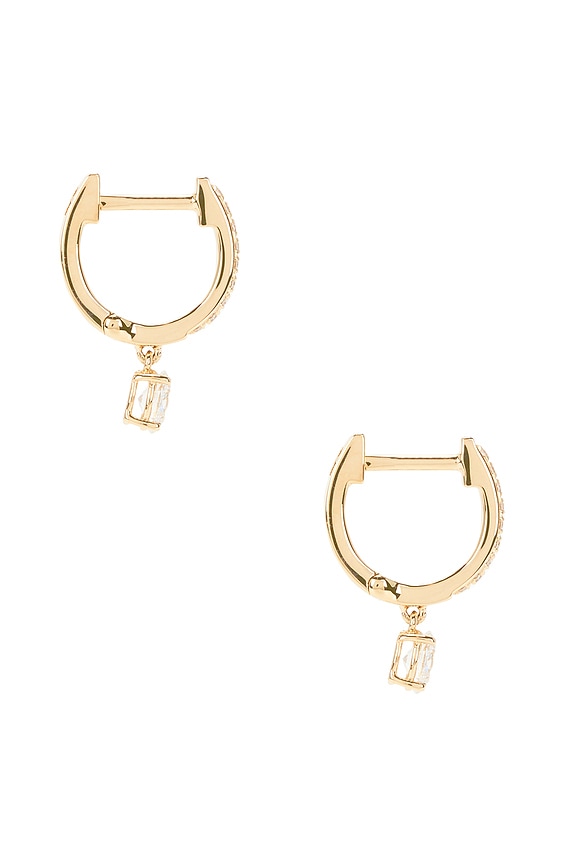 view 2 of 3 Oval Drop Diamond Mini Huggie Earrings in Gold