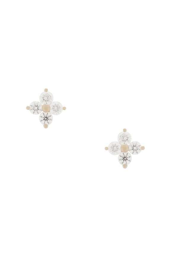 view 1 of 2 Diamond Fleur Stud Earring in Yellow Gold