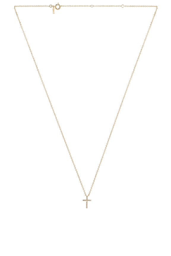 view 2 of 3 White Diamond Cross Necklace in Gold