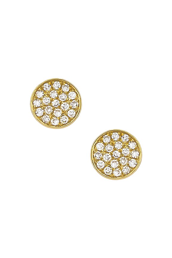 view 2 of 3 White Diamond Mini Disc Studs in Gold
