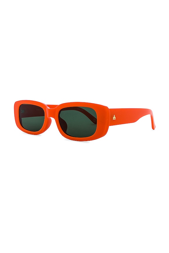 view 2 of 3 Ceres Rectangle Sunglasses in Neon Orange & Green Mono