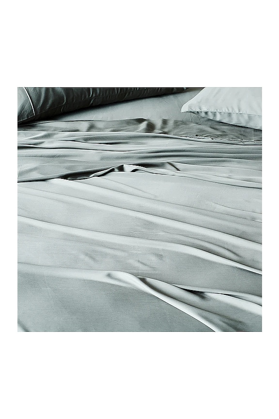 view 2 of 4 Signature Sateen Duvet Cover in Cloud in Sage