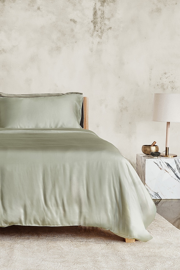 view 2 of 2 Full/Queen Luxe Cleanbamboo Sateen+ Duvet Cover in Fern