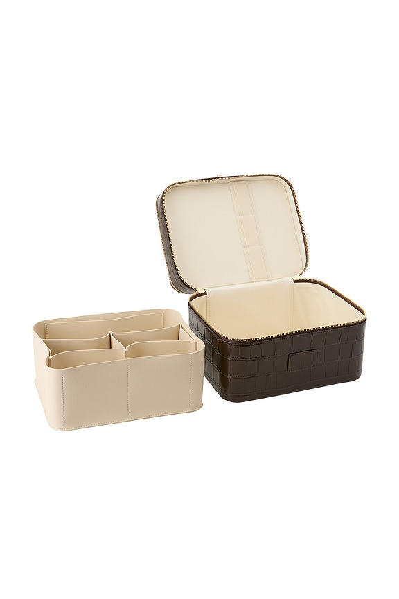 ETOILE COLLECTIVE x REVOLVE Duo Vanity Case in Espresso Croc | REVOLVE