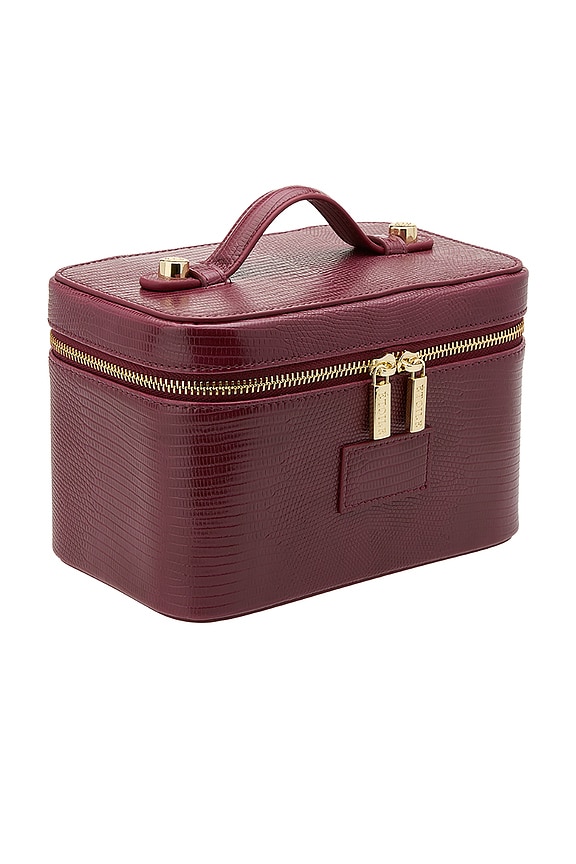 view 2 of 5 Mini Vanity Case in Burgundy Lizard Print