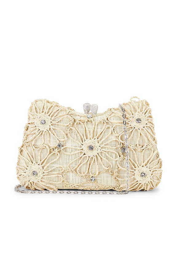 view 1 of 5 Gustavia Raffia Flower Clutch in Natural Raffia