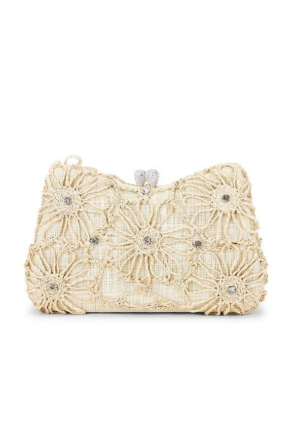 view 2 of 5 Gustavia Raffia Flower Clutch in Natural Raffia