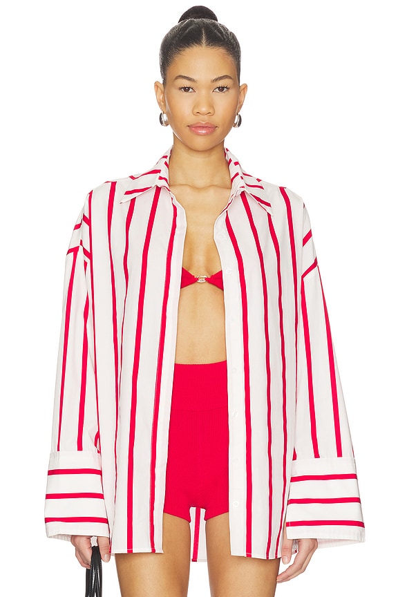 view 1 of 4 CAMISA REVERIE in Red & White Stripe