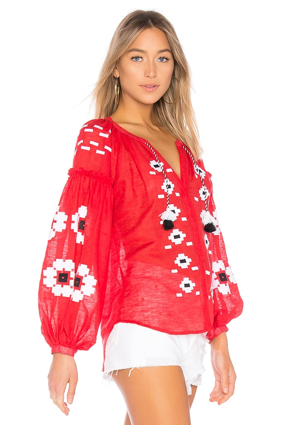 view 2 of 4 Ellie Linen Blouse in Red