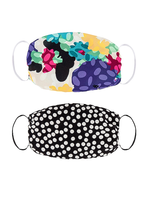 view 2 of 4 Face Mask Set in Polka Dot & Floral