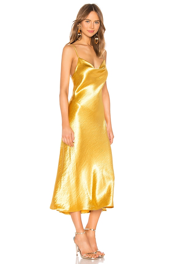 view 2 of 3 Berri Cowl Neck Slip Dress in Pot Of Gold