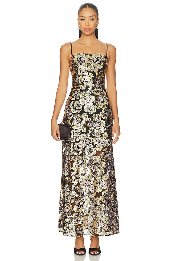 view 2 of 5 VESTIDO LARGO CELESTE in Black Gold