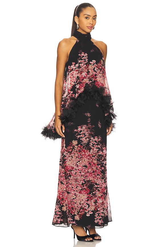 view 2 of 3 Tulsia Cape Maxi Dress in Red & Black Multi