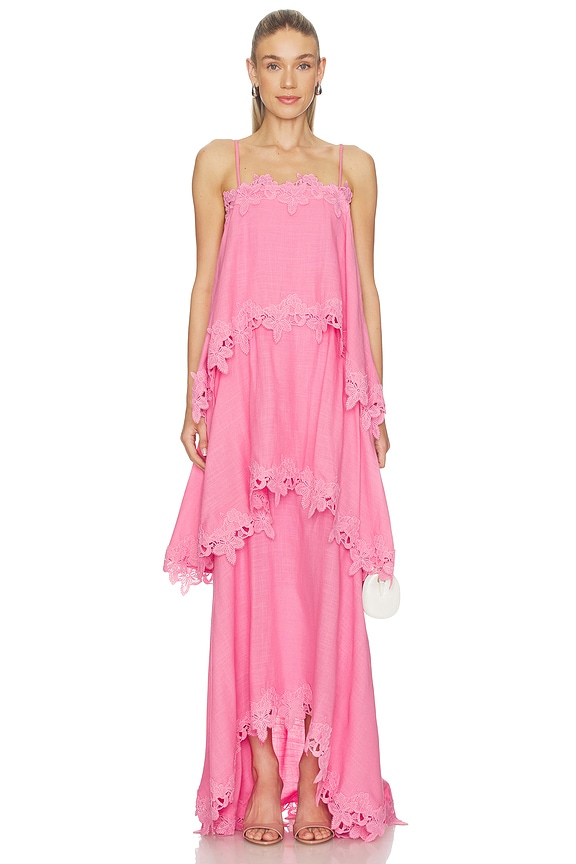 view 1 of 3 Miri Tiered Gown in Bubblegumpink