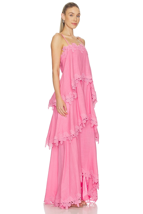 view 2 of 3 Miri Tiered Gown in Bubblegumpink