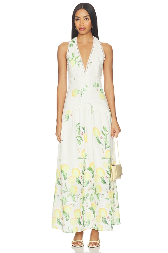 view 1 of 3 Hana Halter Gown in Yellow Multi