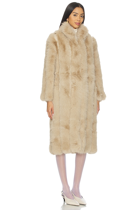 view 2 of 3 Lux Faux Fur Coat in Beige