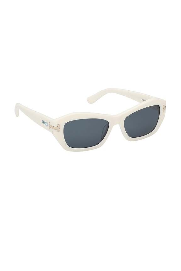 view 2 of 3 Geometric Sunglasses in Shiny White & Blue