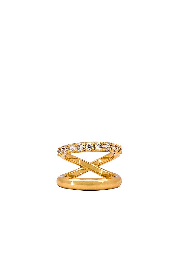 EMMA PILLS Halo Ring in Gold & Crystals REVOLVE