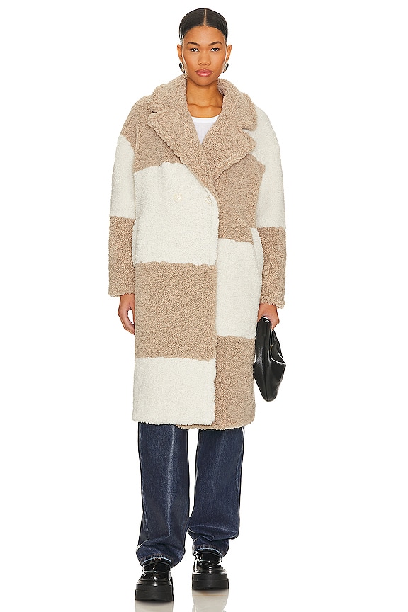 view 2 of 5 Amber Oversized Teddy Coat in Bone & Stone Check