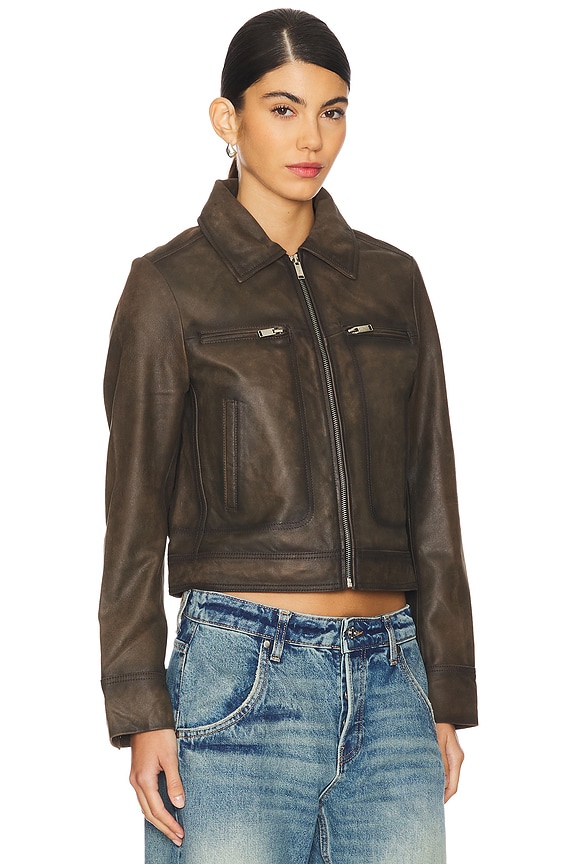 view 2 of 4 STEVIE WORN LEATHER 자켓 in Worn Cocoa