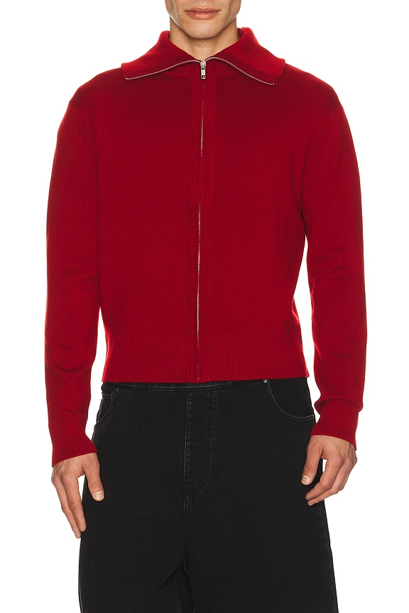 view 2 of 5 Knit Zip Up Jacket in Cherry