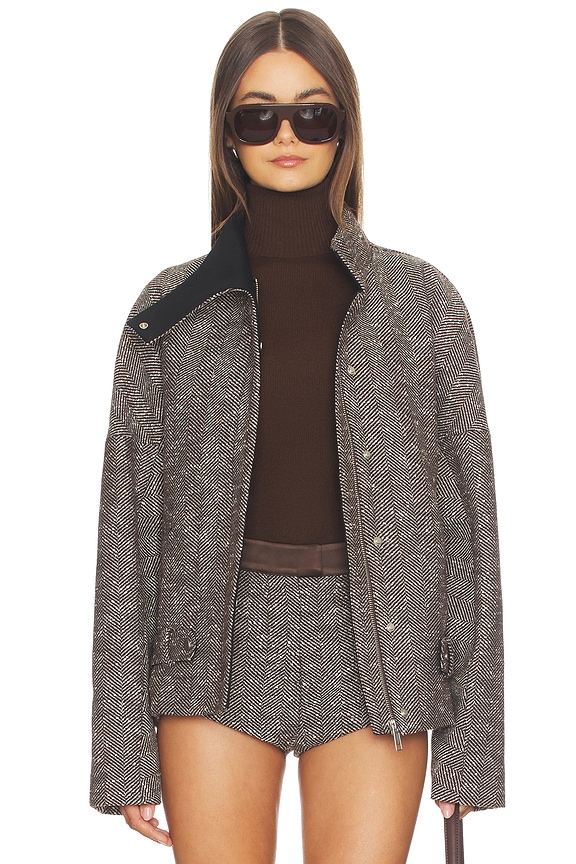 view 2 of 5 Contrast Aviator Jacket in Brindle