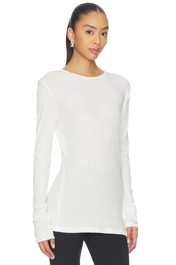 view 2 of 4 Sheer Long Sleeve Top in White
