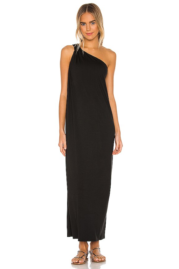 Enza Costa Matte Jersey One Shoulder Maxi Dress in Black | REVOLVE