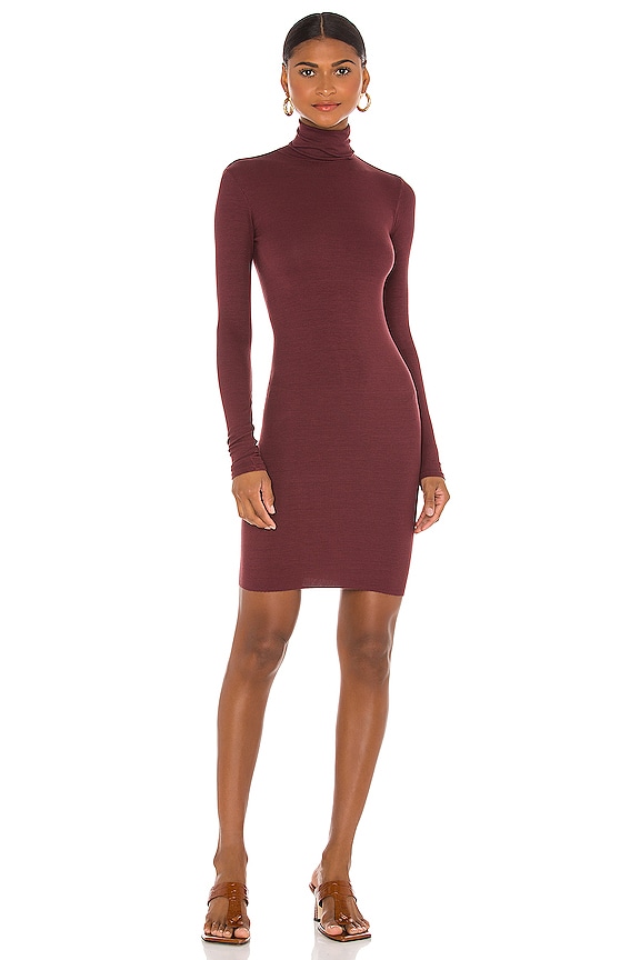 Enza Costa X Revolve Turtleneck Mini Dress In Garnet Revolve 5467