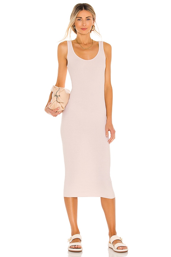 view 1 of 4 Silk Rib Tank Midi Dress in Shell Pink