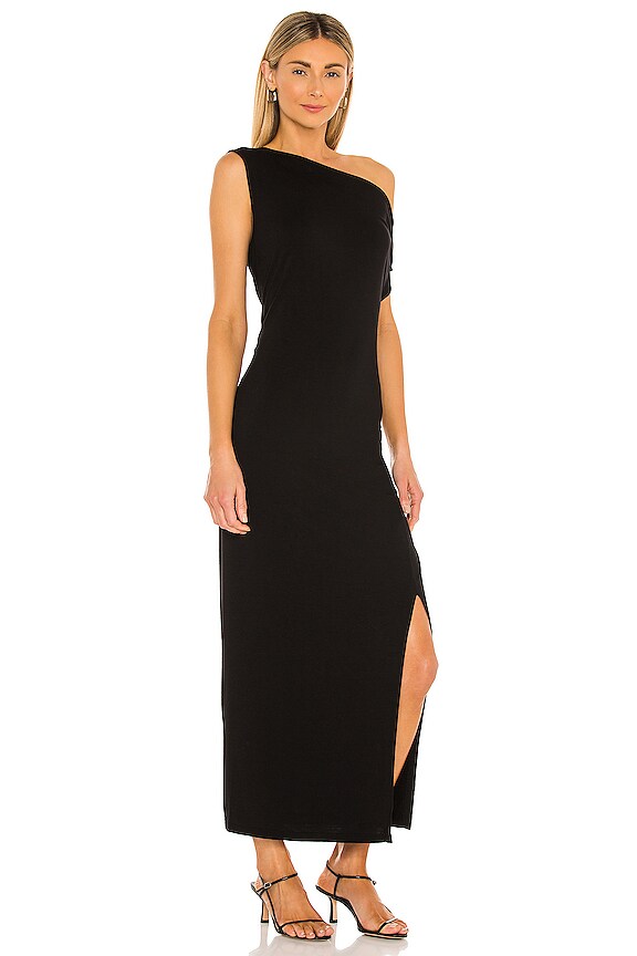 view 2 of 3 Exposed Shoulder Maxi Dress in Black