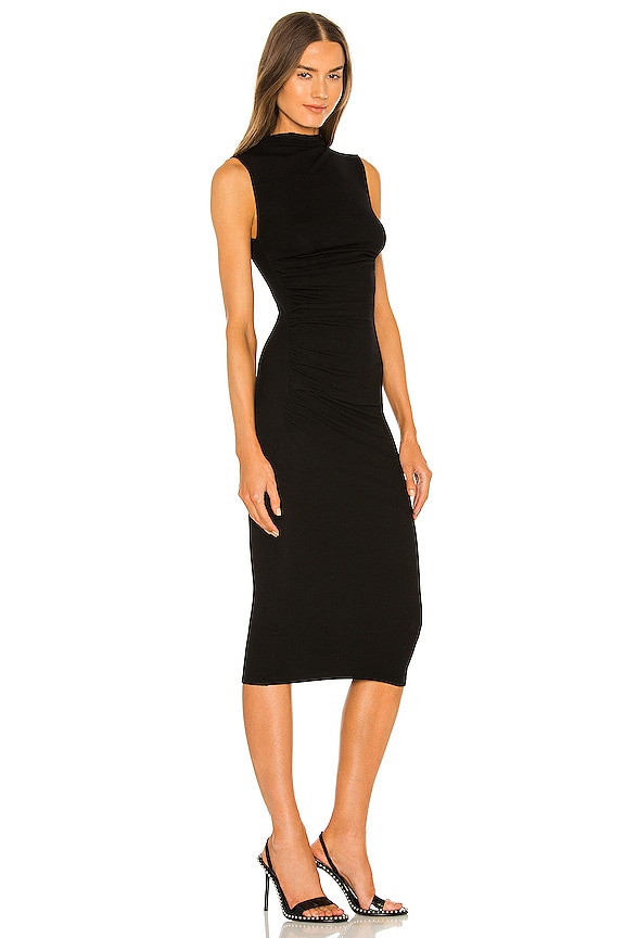 view 2 of 3 Silk Rib Sleeveless Twist Midi Dress in Black