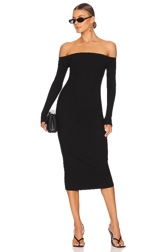 Enza Costa A Coste Off Shoulder Dress in Black | REVOLVE