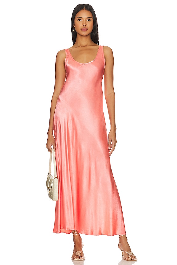 view 1 of 4 ROBE-DÉBARDEUR EN SATIN in Coral