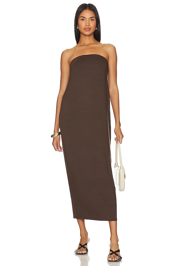 view 1 of 3 Luxe Knit Strapless Dress in Espresso