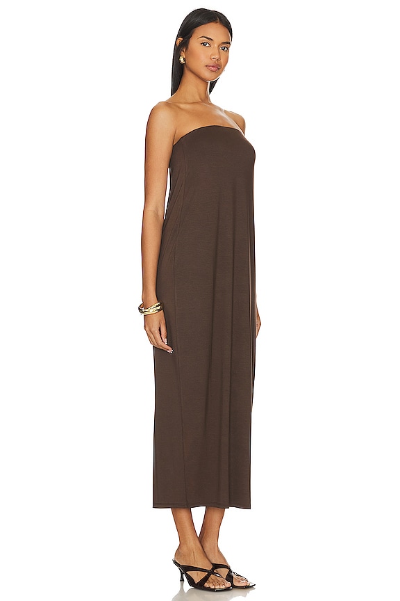 view 2 of 3 Luxe Knit Strapless Dress in Espresso