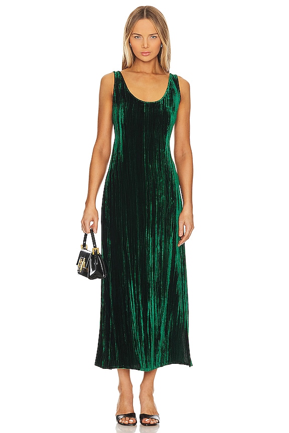 view 2 of 4 Silk Textured Velvet Tank Dress in Malachite