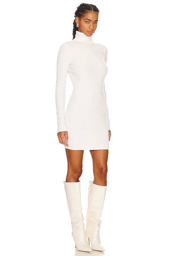 view 2 of 3 Rib Turtleneck Sweater Dress in Off White