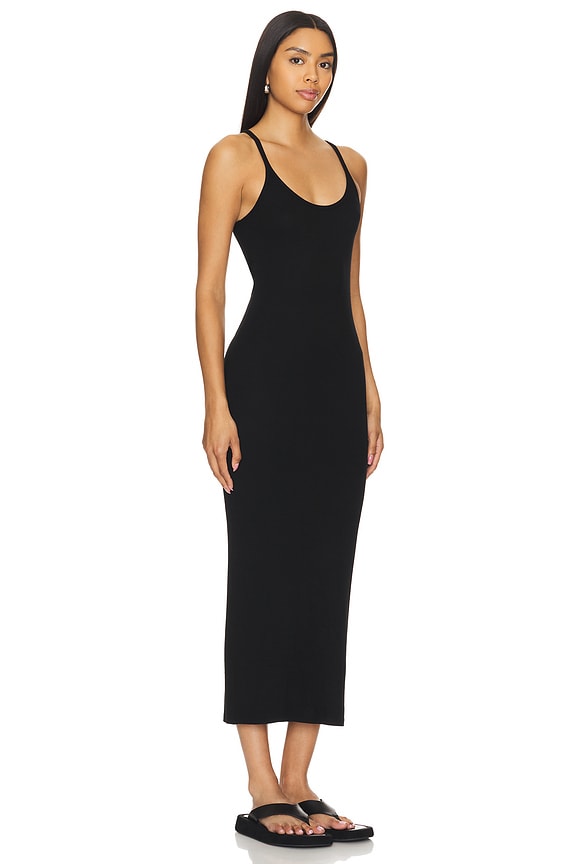view 2 of 3 MAXIVESTIDO SILK RIB U NECK in Black