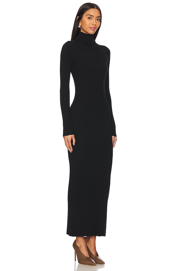 view 2 of 3 Rib Ankle Turtleneck Dress in Black
