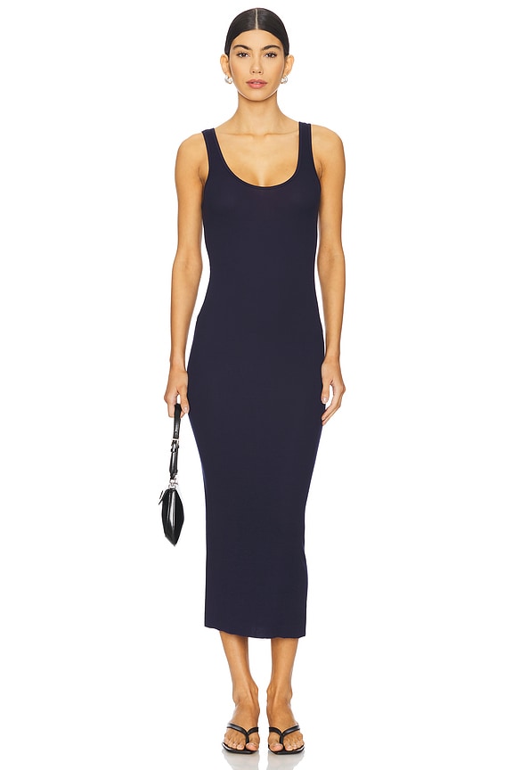 view 1 of 3 Stretch Silk Knit Maxi Tank Dress in Indigo
